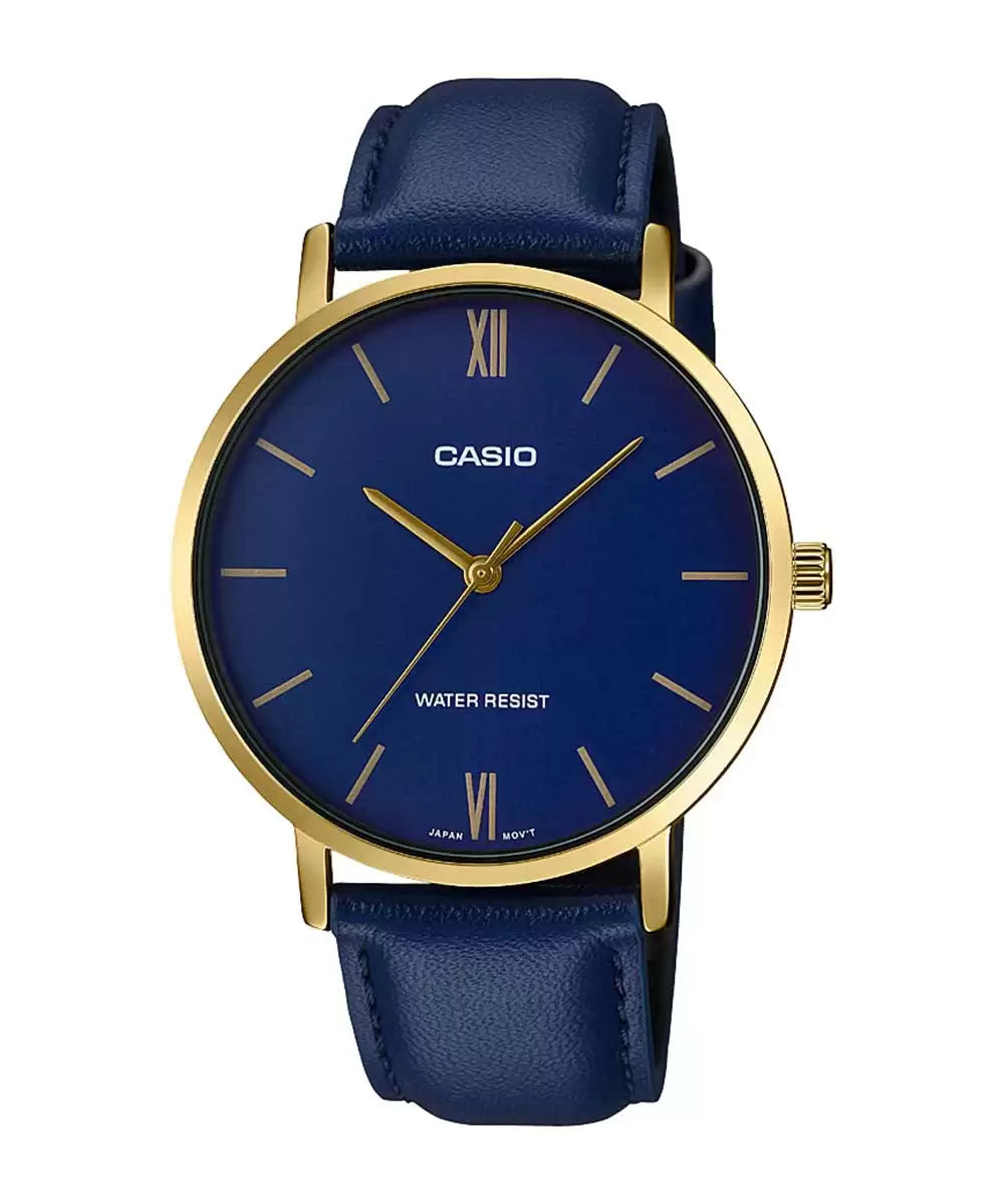 Casio ENTICER MEN MTP-VT01GL-2BUDF - A1781 Blue Leather - Men's Watch